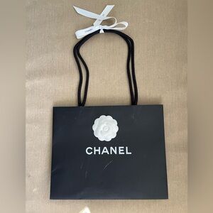 Authentic CHANEL Black Shopping Bag with White Logo